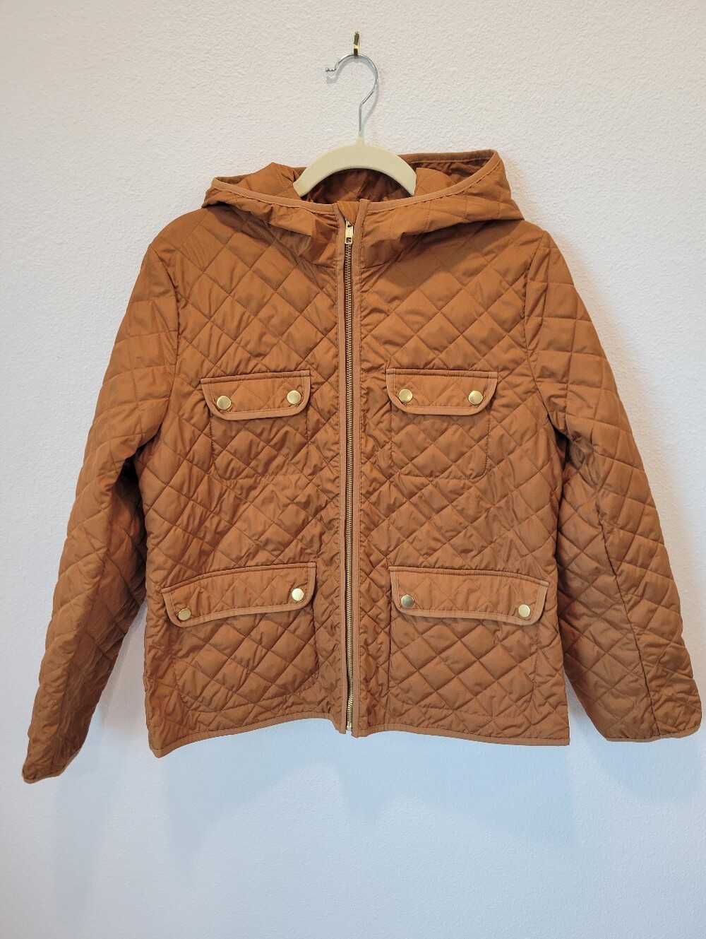 J. Crew Signature Hooded‎ Puffer Coat Camel Brown– Women's Medium